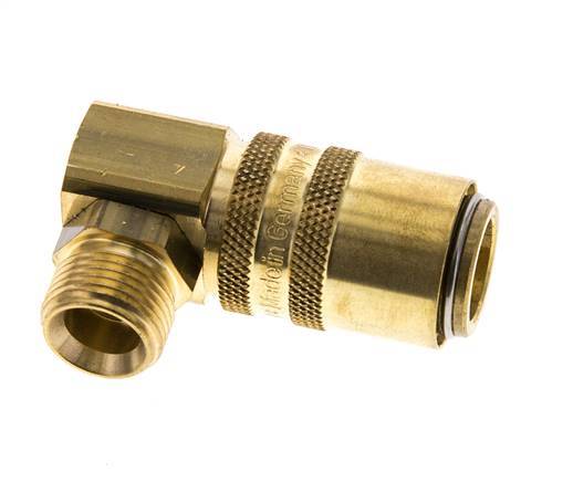 Messing DN 9 Tempereerkoppeling Snelkoppeling G 3/8 inch Buitendraad Loskoppelbeveiliging Dubbele afsluiting 90-deg