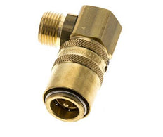 Messing DN 9 Tempereerkoppeling Snelkoppeling G 3/8 inch Buitendraad Loskoppelbeveiliging Dubbele afsluiting 90-deg