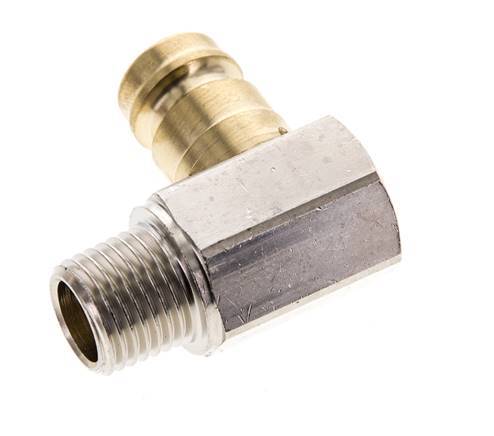 Brass DN 9 Mold Coupling Plug R 1/4 inch Male Threads 90-deg