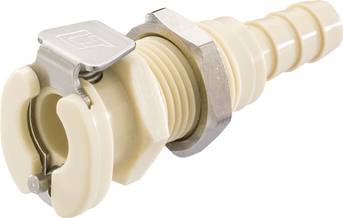PP DN 3.2 Linktech Koppeling Snelkoppeling 3.2 mm Slangpilaar Schotkoppeling Beige 20 Series