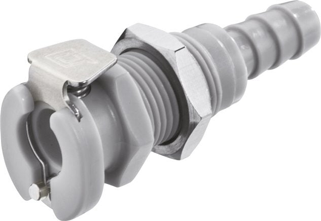 PP DN 3.2 Linktech Koppeling Snelkoppeling 1.6 mm Slangpilaar Schotkoppeling Dubbele afsluiting Grijze 20 Series