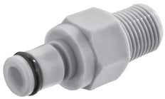 PP DN 3.2 Linktech Koppeling Insteeknippel 1/8 inch NPT buitendraad Dubbele afsluiting Grijze 20 Series