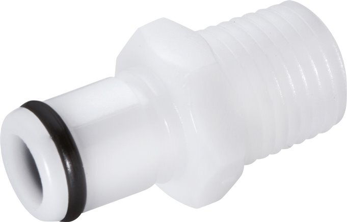 POM DN 6.4 Linktech Koppeling Insteeknippel 1/4 inch NPT buitendraad Dubbele afsluiting 40 Series