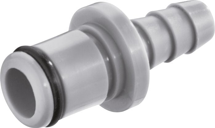 PP DN 6.4 Linktech Koppeling Insteeknippel 6.4 mm Slangpilaar Dubbele afsluiting Grijze 40 Series