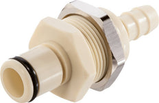 PP DN 6.4 Linktech Koppeling Insteeknippel 6.4 mm Slangpilaar Schotkoppeling Dubbele afsluiting Beige 40 Series