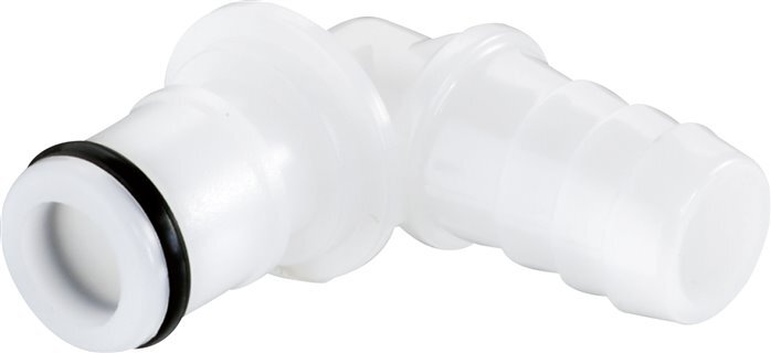 POM DN 6.4 Linktech Koppeling Insteeknippel 6.4 mm Slangpilaar Dubbele afsluiting 90-deg 50 Series