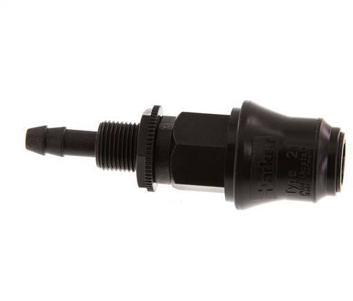 POM DN 5 Koppeling Snelkoppeling 6 mm Slangpilaar Schotkoppeling