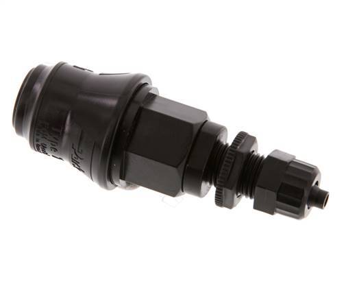 PVDF DN 5 Koppeling Snelkoppeling 6 mm Slangpilaar Schotkoppeling