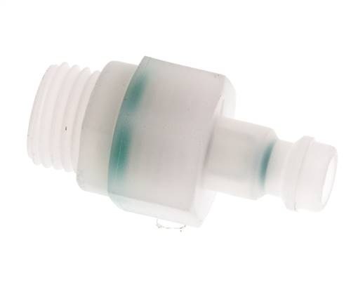 PVDF DN 5 Koppeling Insteeknippel G 1/4 inch Buitendraad Dubbele afsluiting