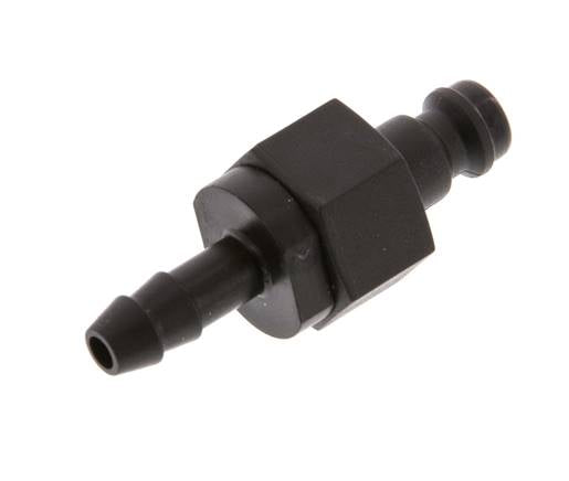 POM DN 5 Koppeling Insteeknippel 6 mm Slangpilaar Dubbele afsluiting