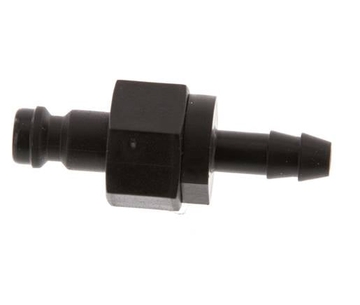 POM DN 5 Koppeling Insteeknippel 6 mm Slangpilaar Dubbele afsluiting