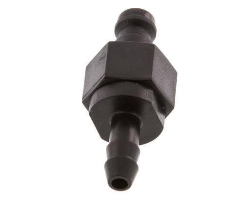 POM DN 5 Koppeling Insteeknippel 6 mm Slangpilaar Dubbele afsluiting