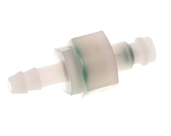 PVDF DN 5 Koppeling Insteeknippel 6 mm Slangpilaar Dubbele afsluiting