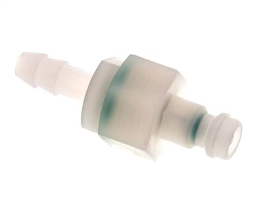 PVDF DN 5 Koppeling Insteeknippel 6 mm Slangpilaar Dubbele afsluiting