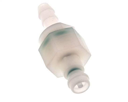 PVDF DN 5 Koppeling Insteeknippel 6 mm Slangpilaar Dubbele afsluiting