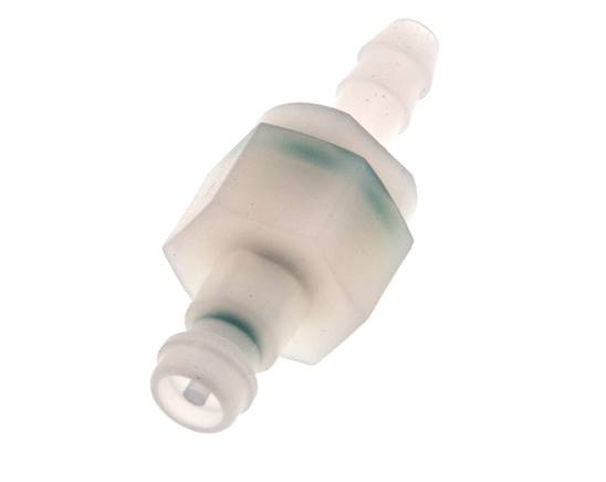 PVDF DN 5 Koppeling Insteeknippel 6 mm Slangpilaar Dubbele afsluiting