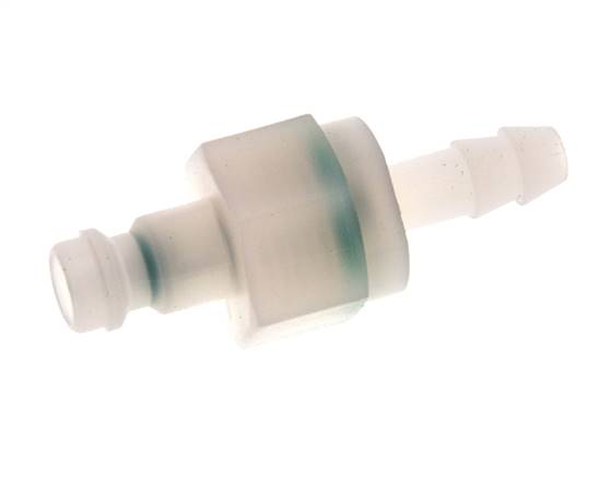PVDF DN 5 Koppeling Insteeknippel 6 mm Slangpilaar Dubbele afsluiting
