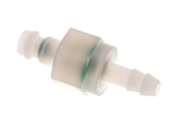 PVDF DN 5 Koppeling Insteeknippel 6 mm Slangpilaar Dubbele afsluiting