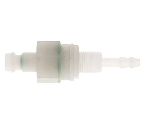 PVDF DN 5 Koppeling Insteeknippel 4 mm Slangpilaar Schotkoppeling Dubbele afsluiting