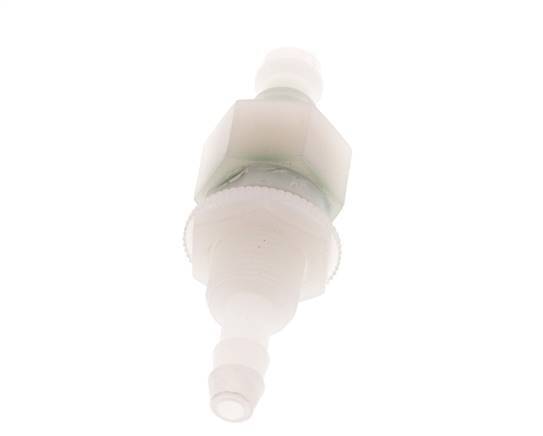 PVDF DN 5 Koppeling Insteeknippel 6 mm Slangpilaar Schotkoppeling Dubbele afsluiting