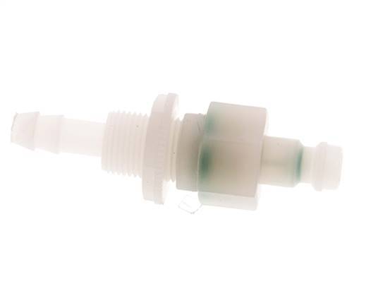 PVDF DN 5 Koppeling Insteeknippel 6 mm Slangpilaar Schotkoppeling Dubbele afsluiting