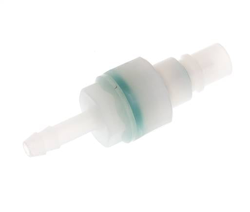 PVDF DN 7.2 Koppeling Insteeknippel 6 mm Slangpilaar Dubbele afsluiting