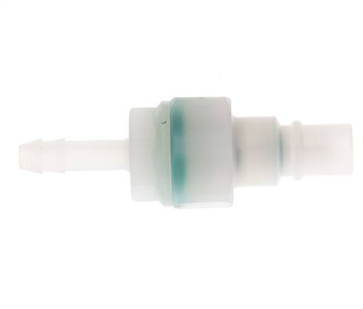 PVDF DN 7.2 Koppeling Insteeknippel 6 mm Slangpilaar Dubbele afsluiting
