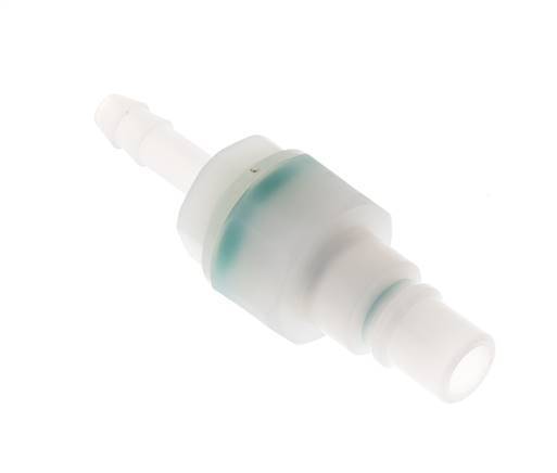 PVDF DN 7.2 Koppeling Insteeknippel 6 mm Slangpilaar Dubbele afsluiting