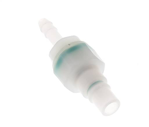 PVDF DN 7.2 Koppeling Insteeknippel 6 mm Slangpilaar Dubbele afsluiting