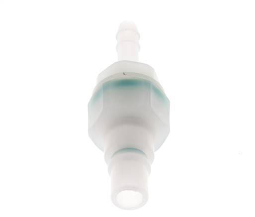 PVDF DN 7.2 Koppeling Insteeknippel 6 mm Slangpilaar Dubbele afsluiting