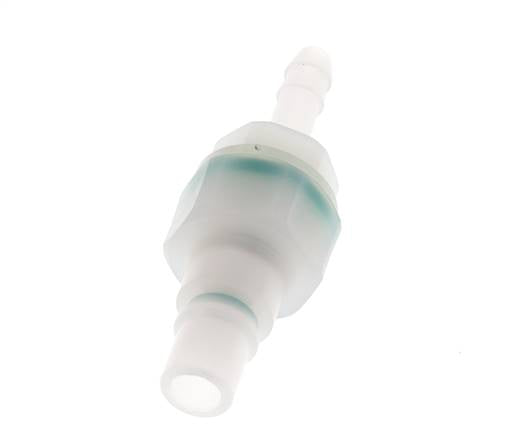PVDF DN 7.2 Koppeling Insteeknippel 6 mm Slangpilaar Dubbele afsluiting