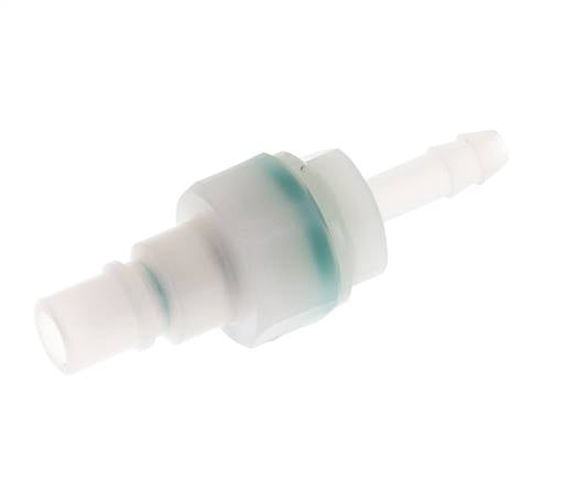 PVDF DN 7.2 Koppeling Insteeknippel 6 mm Slangpilaar Dubbele afsluiting