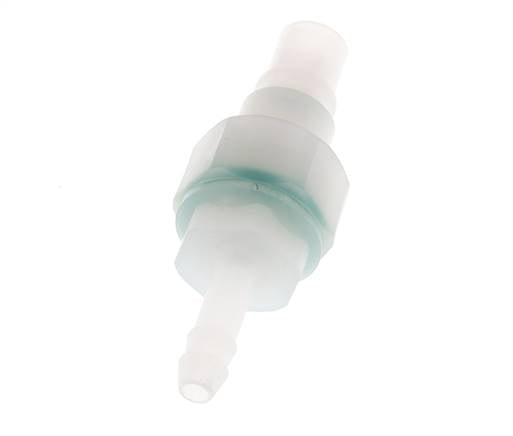 PVDF DN 7.2 Koppeling Insteeknippel 6 mm Slangpilaar Dubbele afsluiting