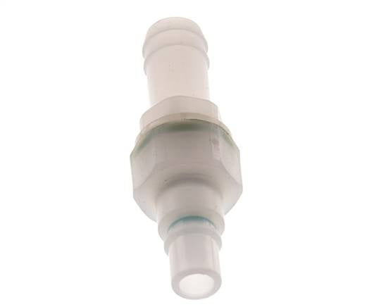 PVDF DN 7.2 Koppeling Insteeknippel 13 mm Slangpilaar Dubbele afsluiting