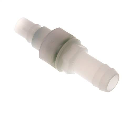 PVDF DN 7.2 Koppeling Insteeknippel 13 mm Slangpilaar Dubbele afsluiting