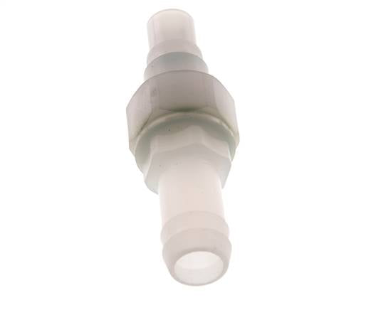 PVDF DN 7.2 Koppeling Insteeknippel 13 mm Slangpilaar Dubbele afsluiting