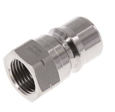 RVS DN 12.5 Hydraulische Koppeling Insteeknippel 1/2 inch NPT binnendraad ISO 7241-1 B D 23.5mm
