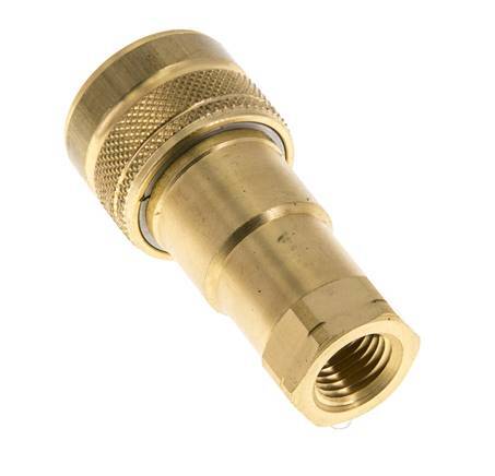 Brass DN 6.3 Hydraulic Coupling Socket 1/4 inch Female NPT Threads ISO 7241-1 B D 14.2mm