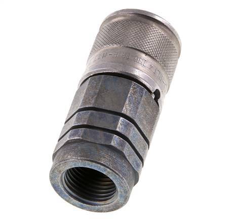 Steel DN 10 Flat Face Hydraulic Socket G 1/2 inch Female Threads ISO 16028 D 19.7mm