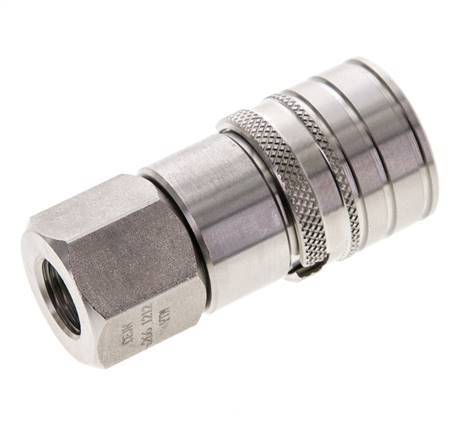 RVS DN 6 Vlakdichtende Koppeling Snelkoppeling G 1/4 inch Binnendraad ISO 16028 CEJN D 16.2mm