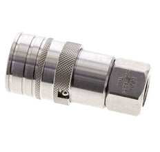 Stainless Steel DN 10 Flat Face Hydraulic Socket G 3/8 inch Female Threads ISO 16028 CEJN D 19.7mm