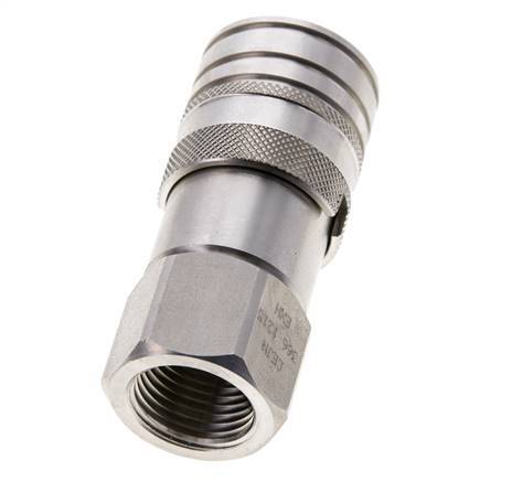 RVS DN 10 Vlakdichtende Koppeling Snelkoppeling G 1/2 inch Binnendraad ISO 16028 CEJN D 19.7mm