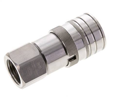 RVS DN 10 Vlakdichtende Koppeling Snelkoppeling G 1/2 inch Binnendraad ISO 16028 CEJN D 19.7mm