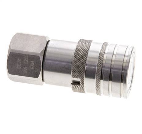 RVS DN 10 Vlakdichtende Koppeling Snelkoppeling G 1/2 inch Binnendraad ISO 16028 CEJN D 19.7mm