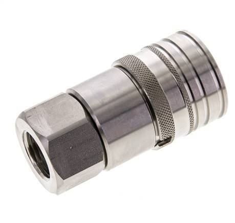 Stainless Steel DN 12 Flat Face Hydraulic Socket G 1/2 inch Female Threads ISO 16028 CEJN D 24.5mm