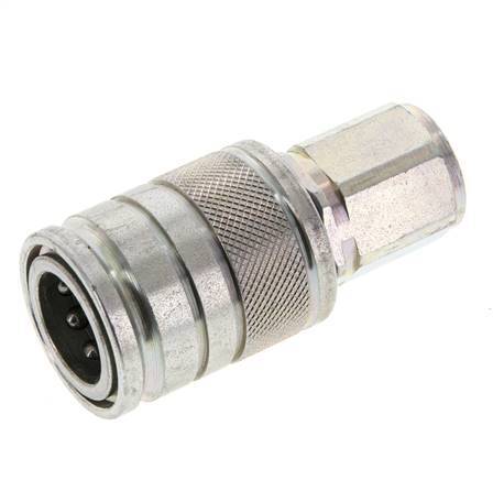 Steel DN 10 Hydraulic Coupling Socket G 3/8 inch Female Threads ISO 7241-1 A D 17.3mm