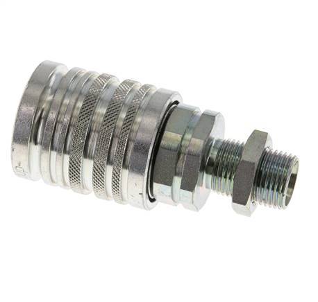 Steel DN 12.5 Hydraulic Coupling Socket 12 mm L Compression Ring Bulkhead ISO 7241-1 A/8434-1 D 20.5mm