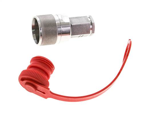 RVS DN 6.3 Hydraulische Koppeling Insteeknippel G 1/4 inch Binnendraad ISO 14541 D M24 x 2
