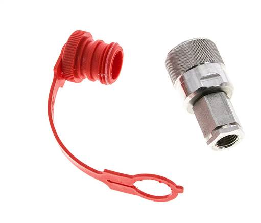 RVS DN 6.3 Hydraulische Koppeling Insteeknippel G 1/4 inch Binnendraad ISO 14541 D M24 x 2