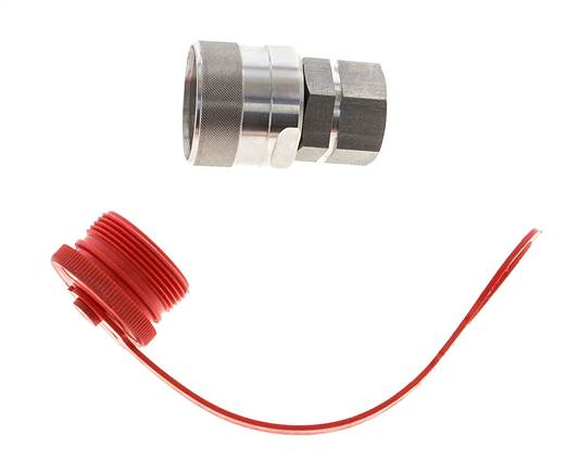 RVS DN 20 Hydraulische Koppeling Insteeknippel G 3/4 inch Binnendraad ISO 14541 D M42 x 2